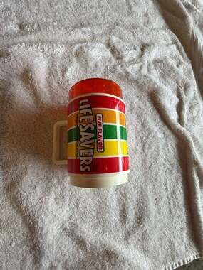 Vintage Life Savers Five Flavor Roll Candy Plastic Mug by Deka